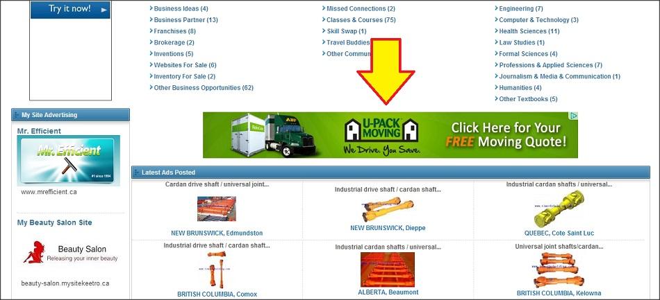 Home Page Advertising Banner